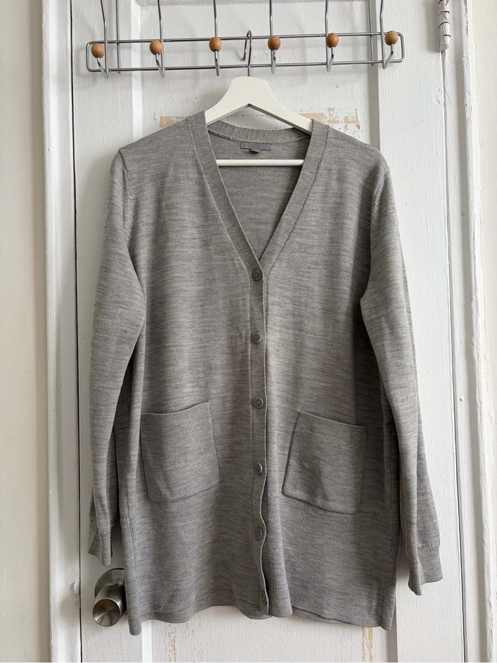 COS Gray V‑Neck Button Cardigan